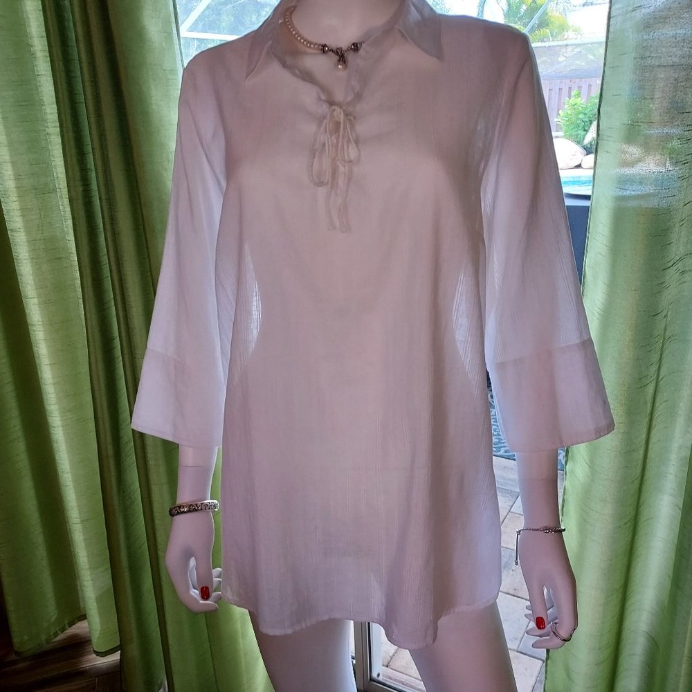 Land & Sea 100 % Cotton Over Throw Tunic: Size L